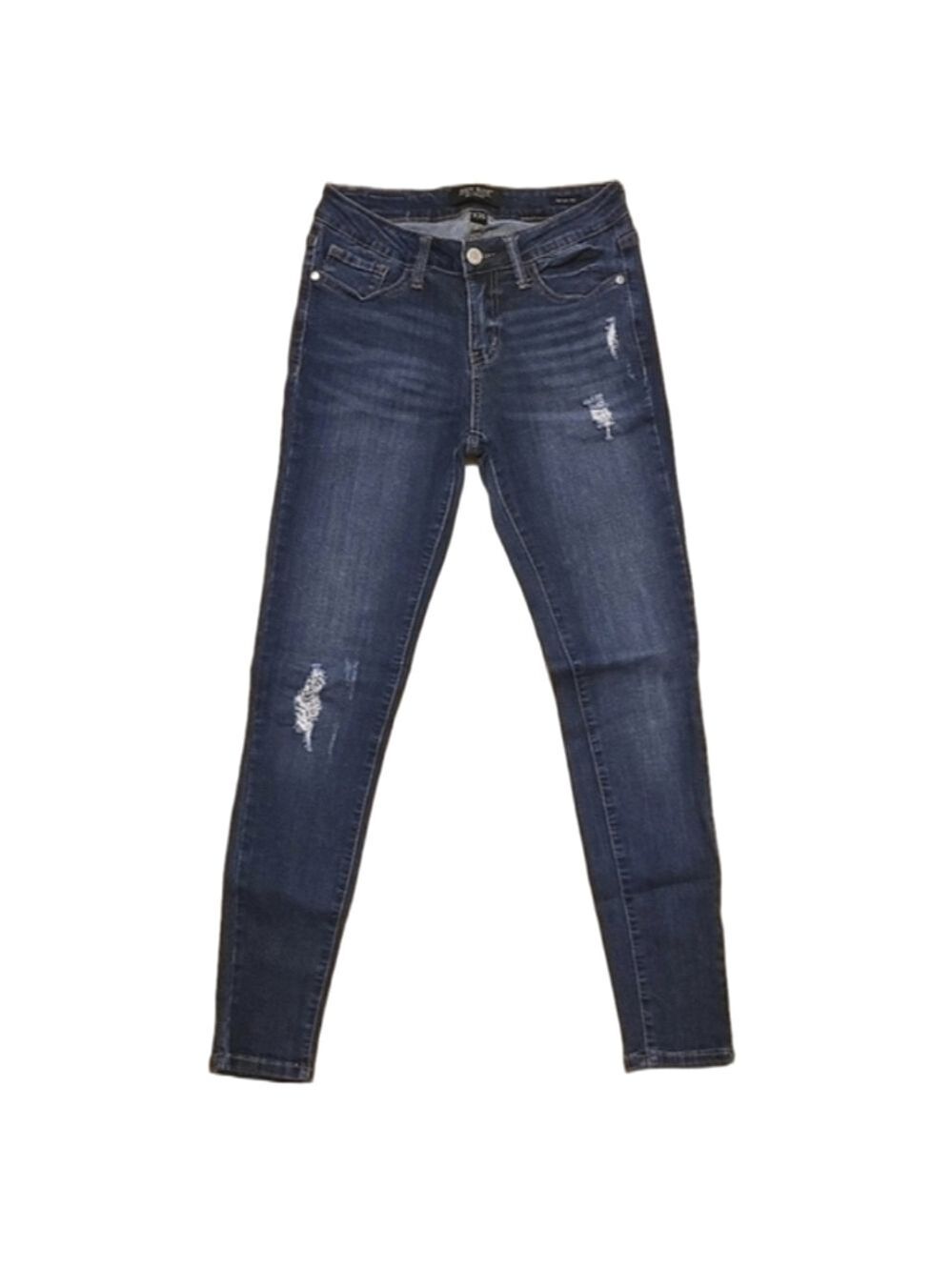 Judy Blue Skinny Fit Jeans Mid Rise Dark Wash Distressed Stretch Denim Size 3/26